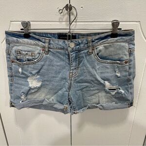 Aeropostale Light Wash Distressed Midi Jean Shorts